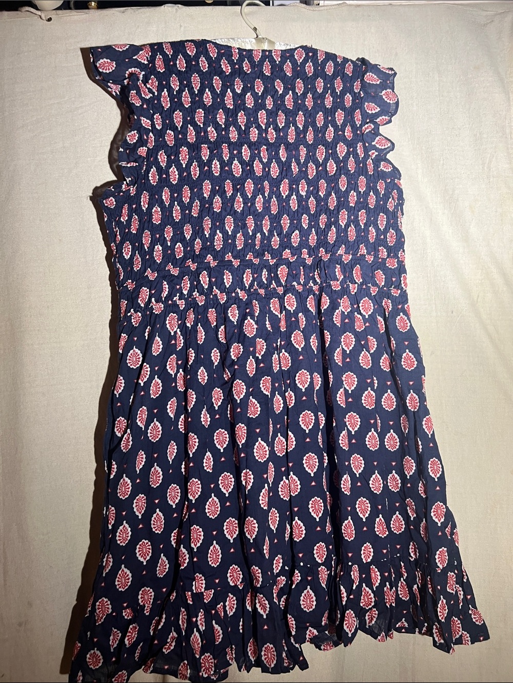 NWOT L Anthropologie Navy Blue & Red Indian Print Sleeveless Sundress w/pockets! - Picture 4 of 8